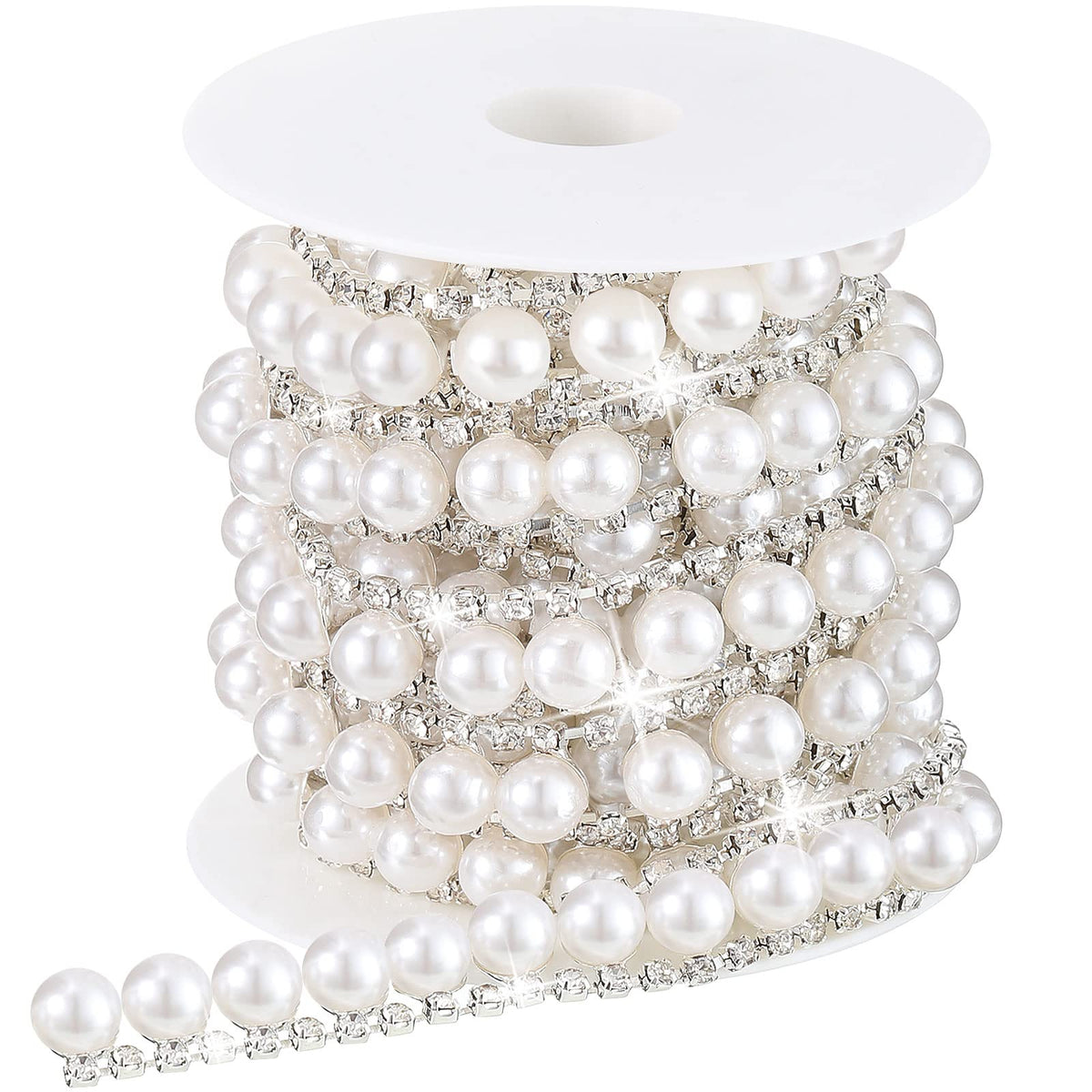 Rhinestone Trim Pearls and Diamonds Crystal Chain Rhinestones Pearl Chain for Craft Rhinestone and Pearl Trim - 2 Yards