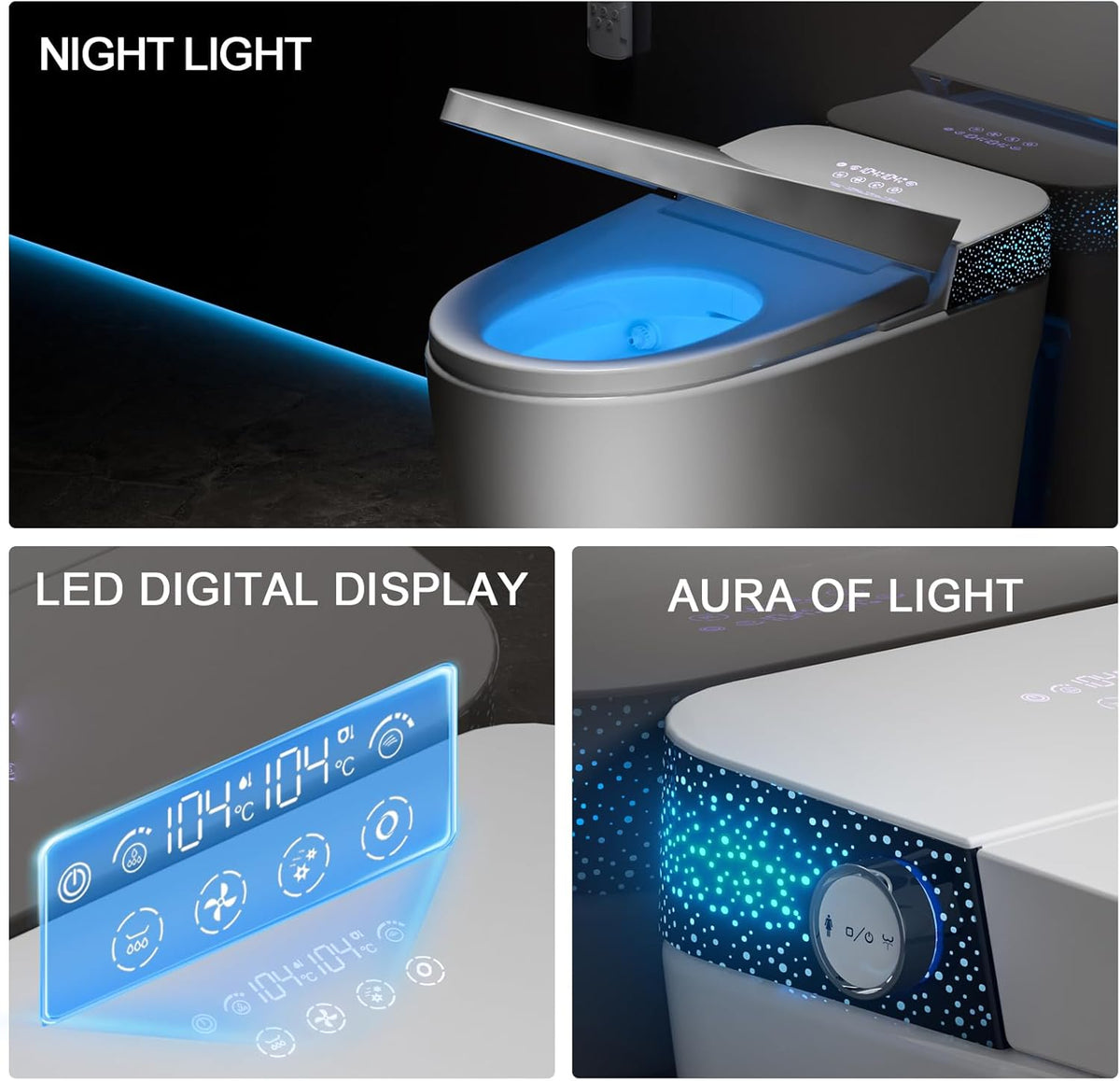 Smart Toilet with Bidet Built in, Elongated Bidet Toilet with Auto Soft Open/Close, Auto Flush