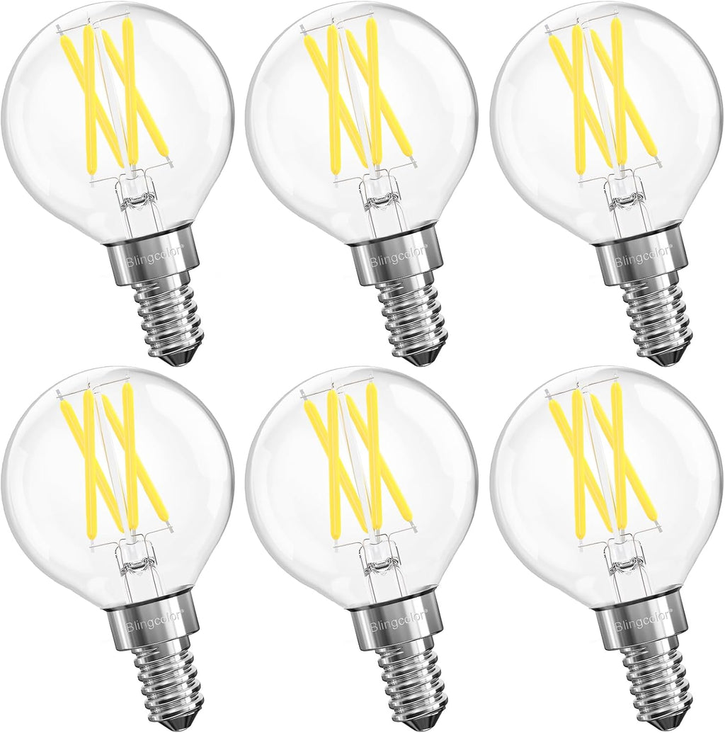 6 Pack E12 Dimmable G16.5 6W LED Candelabra Globe Light Bulbs 5000K