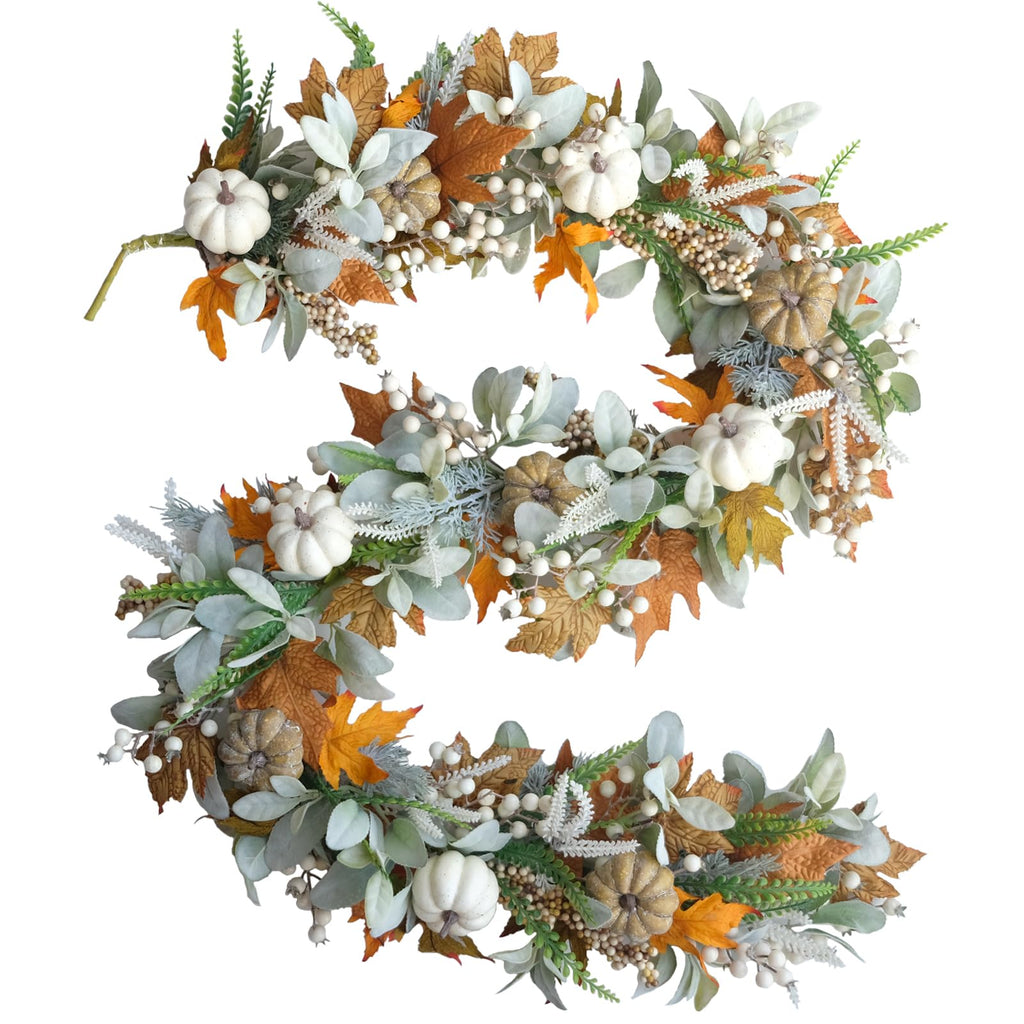 Fall Wreath Pumpkin Garland Thanksgiving Autumn Neutral Garlands Decoration