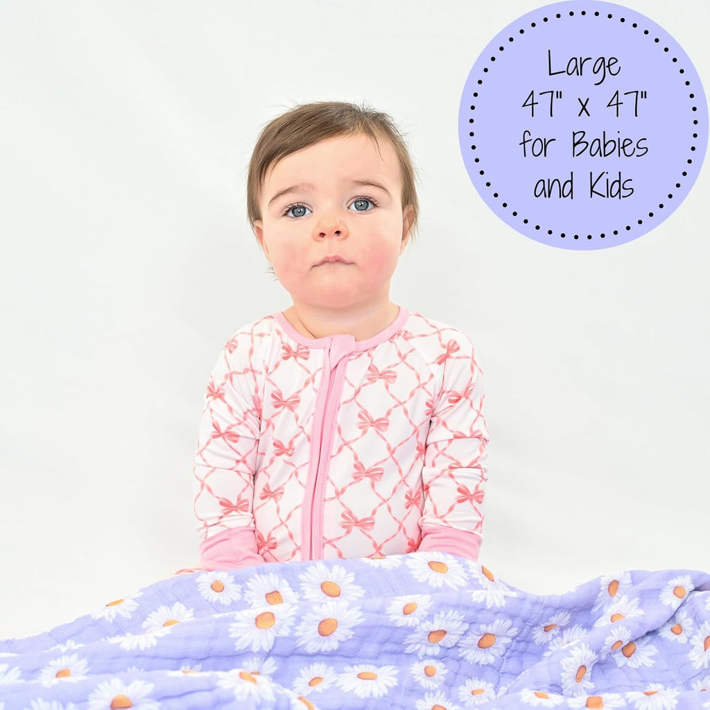 Muslin Baby Blanket, 100% Organic Cotton, Soft Baby Girl Blanket