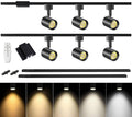 6 Lights Remote Control LED Track Lighting Kit Dimmable, 10W Black