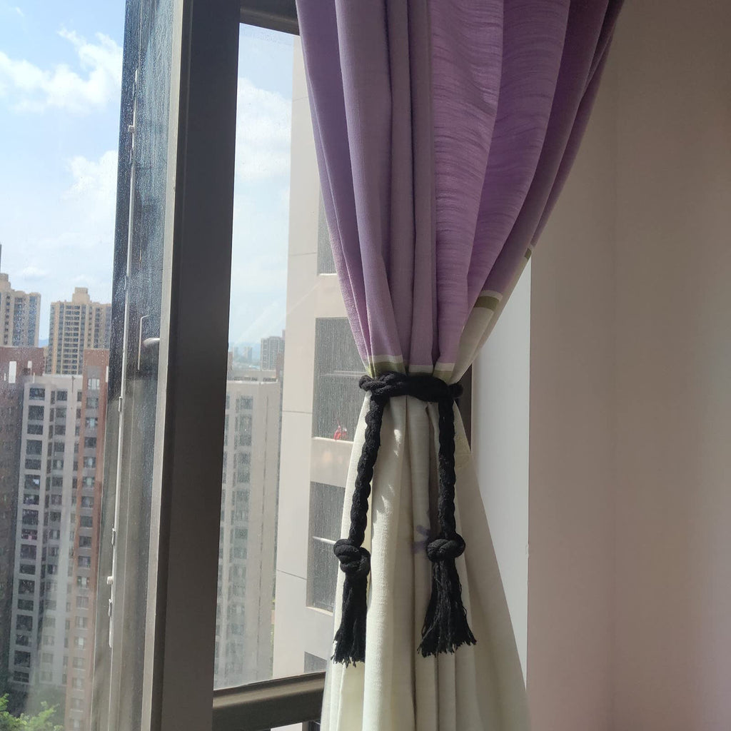 Curtain Ties Rope, Outdoor Curtain Tiebacks Gazebo Pergola Cabana, Natural Cotton Curtain Holders, Village - 8 Pack