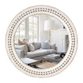 Round Wall Mirror 24" Wood Circle Bathroom Boho Decor Mirrors