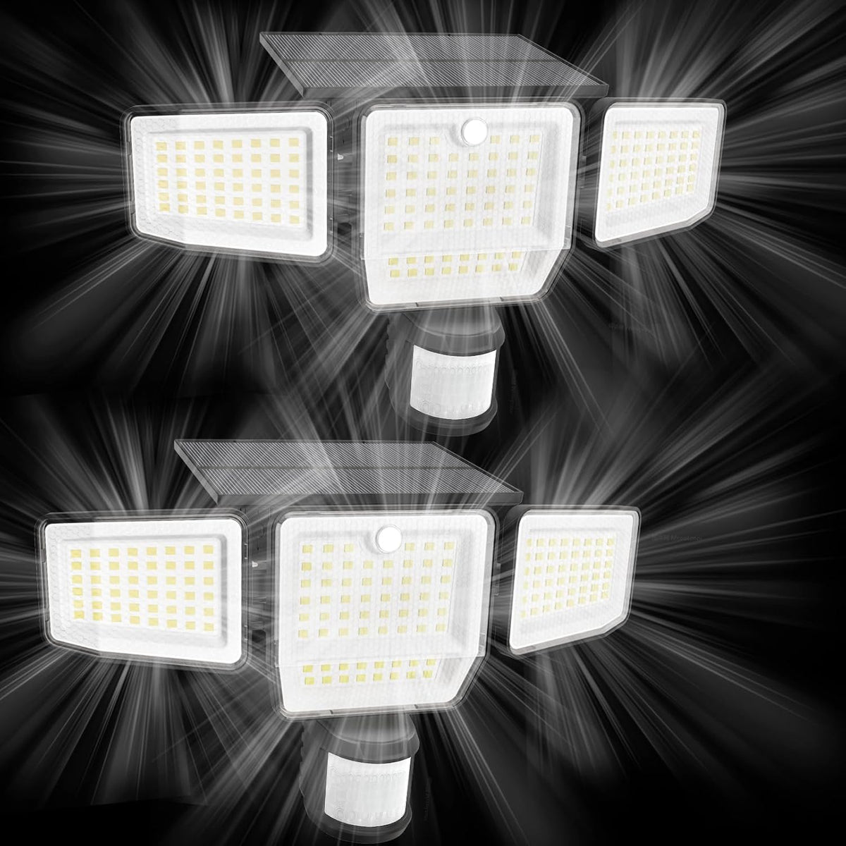 6000LM Solar Lights Outdoor, 4 Heads Motion Sensor Outdoor Lights, Solar Flood Lights for Yard House Outside Garage