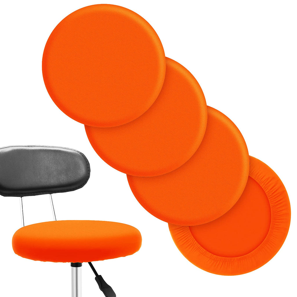 4 Pieces Round Bar Stool Seat Chair Cover for 14-17 Inch Chair, Orange