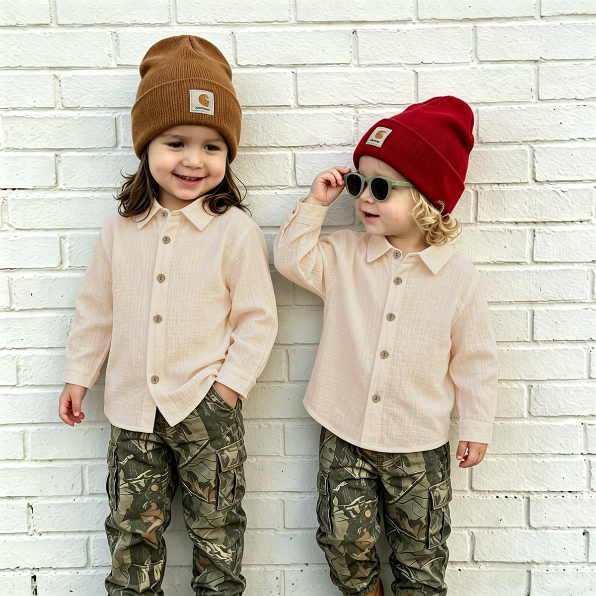 Toddler Kid Boys Button Down/Up Shirt Long Sleeve Linen Casual Tops