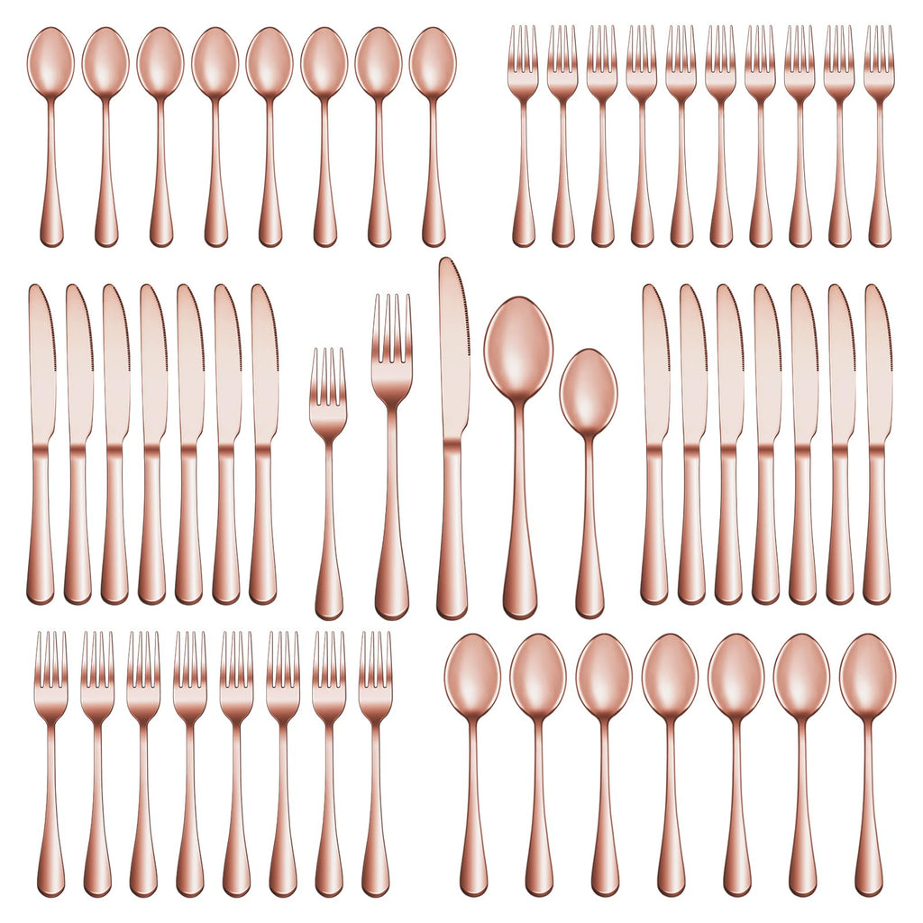 30 Pcs Rose Gold Silverware Set for 6, Premium Stainless Steel Flatware Set, Cutlery Utensil Set, Durable Home
