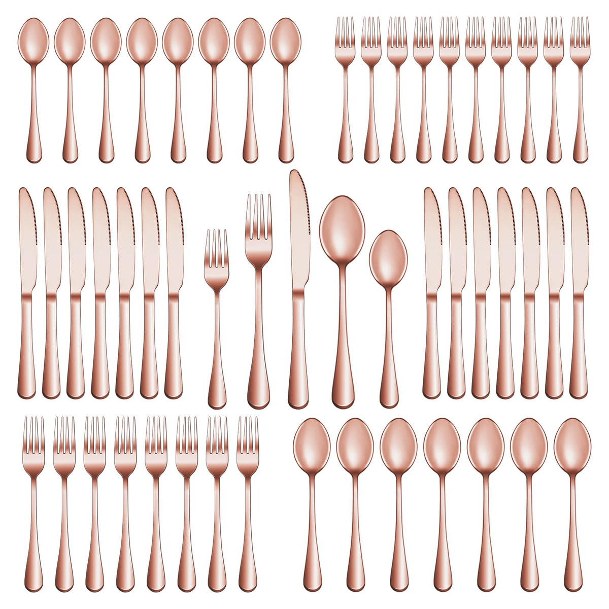 30 Pcs Rose Gold Silverware Set for 6, Premium Stainless Steel Flatware Set, Cutlery Utensil Set, Durable Home