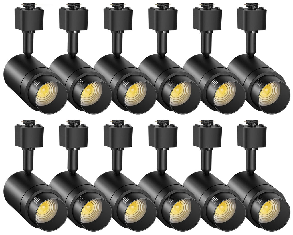 12 Pack Zoomable J Type Track Lighting Heads Dimmable, 12W Black
