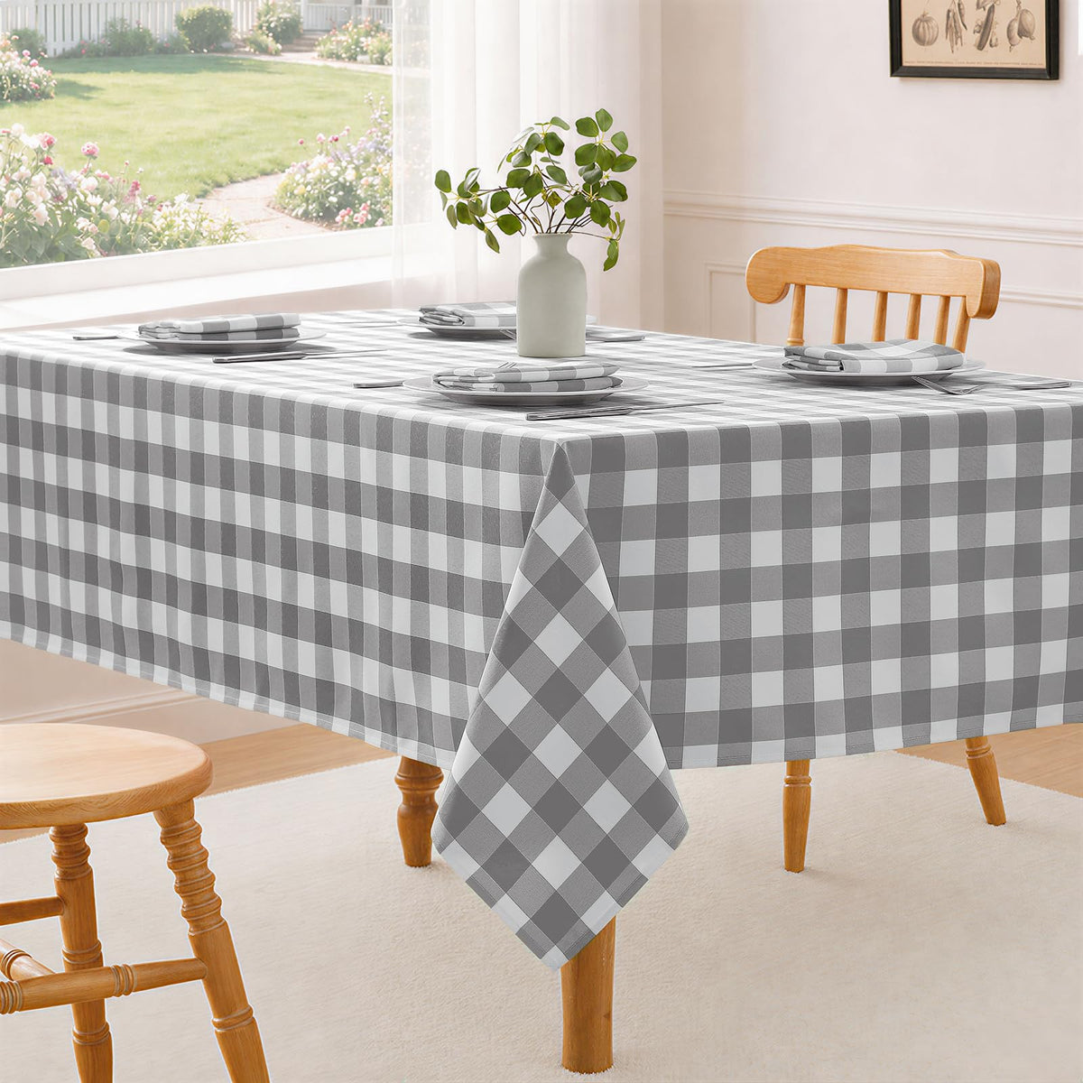 Checkered Tablecloth Rectangle Waterproof Gingham Table Cloth Washable Buffalo Plaid Table Cover Wrinkle Free