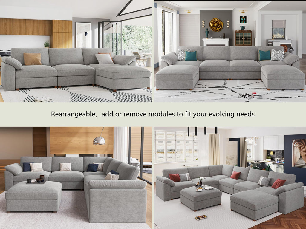 Oversized L Shape Sectional Cloud Modular deep seat Sofa