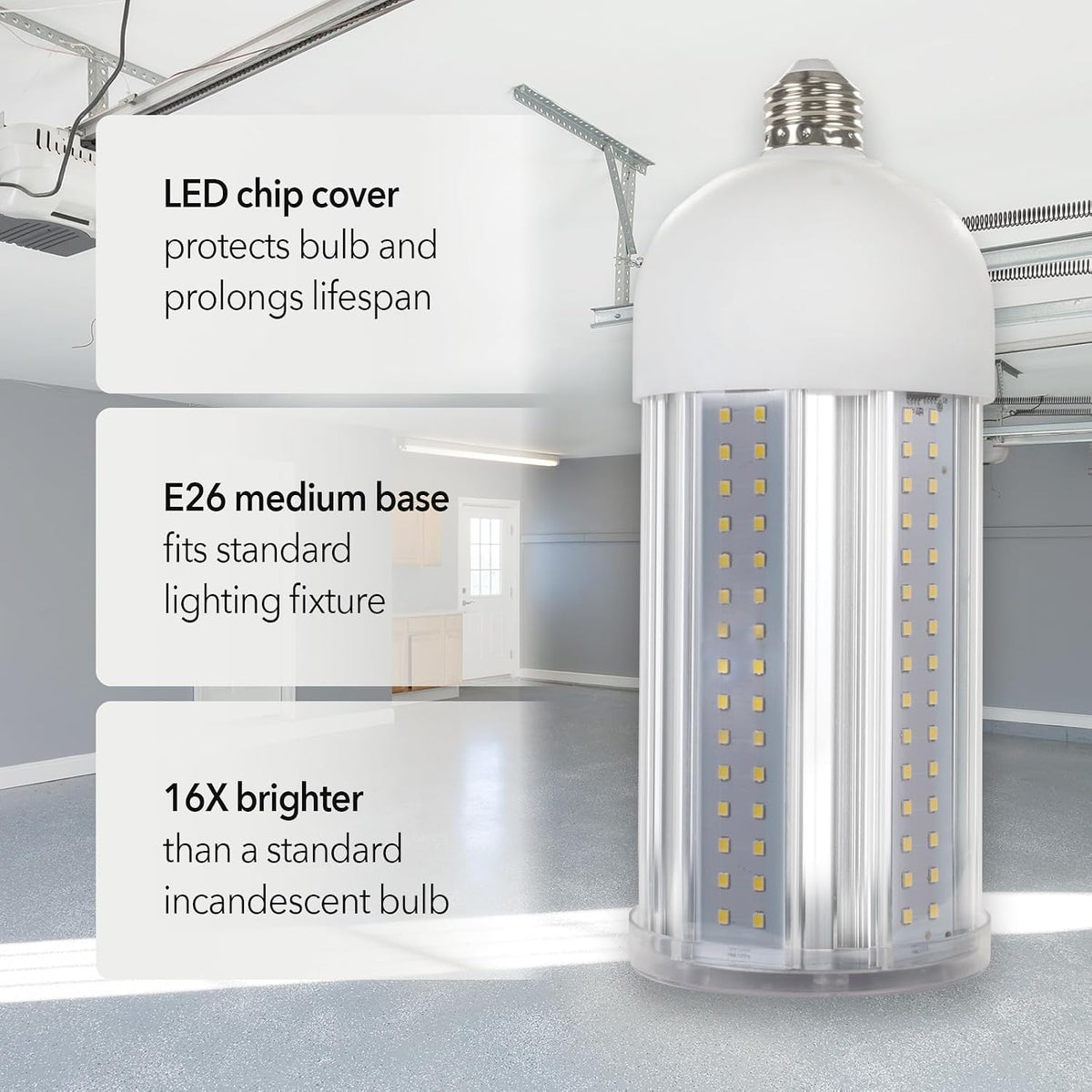 LED Corn Cob Bulb, 100W (500W Equivalent), 10,000 Lumen, Daylight 5000K, E26 Base Energy Saving LED Light for Indoors