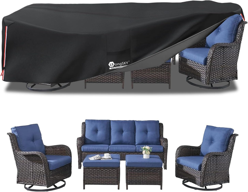 Outdoor Furniture Covers Waterproof,600D Heavy Duty Patio Furniture Covers for 6/7/8 PCS Sets Sectional Sofa Couch - Set of 8
