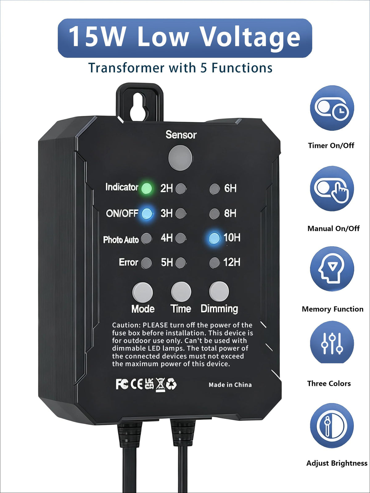 Low Voltage Deck Lights with Transformer Dimmable Timer Circuit Protection and Memory Function and Photocell Sensor