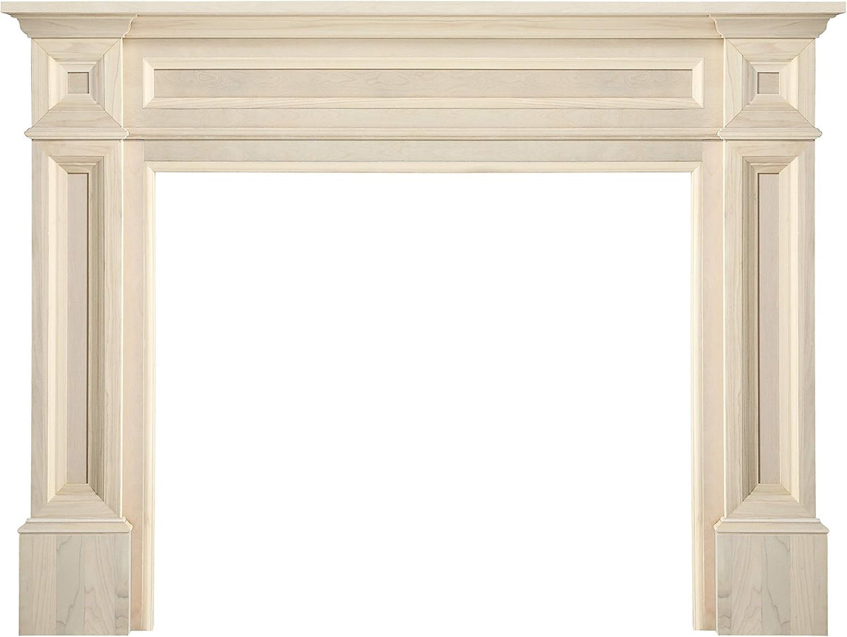 Rich Architectural Quality Wood Mantel Surround, 56"W 42"H, Unfinished