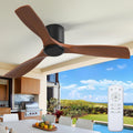 52" Indoor/Outdoor Flush Mount Ceiling Fan with Remote, No Light