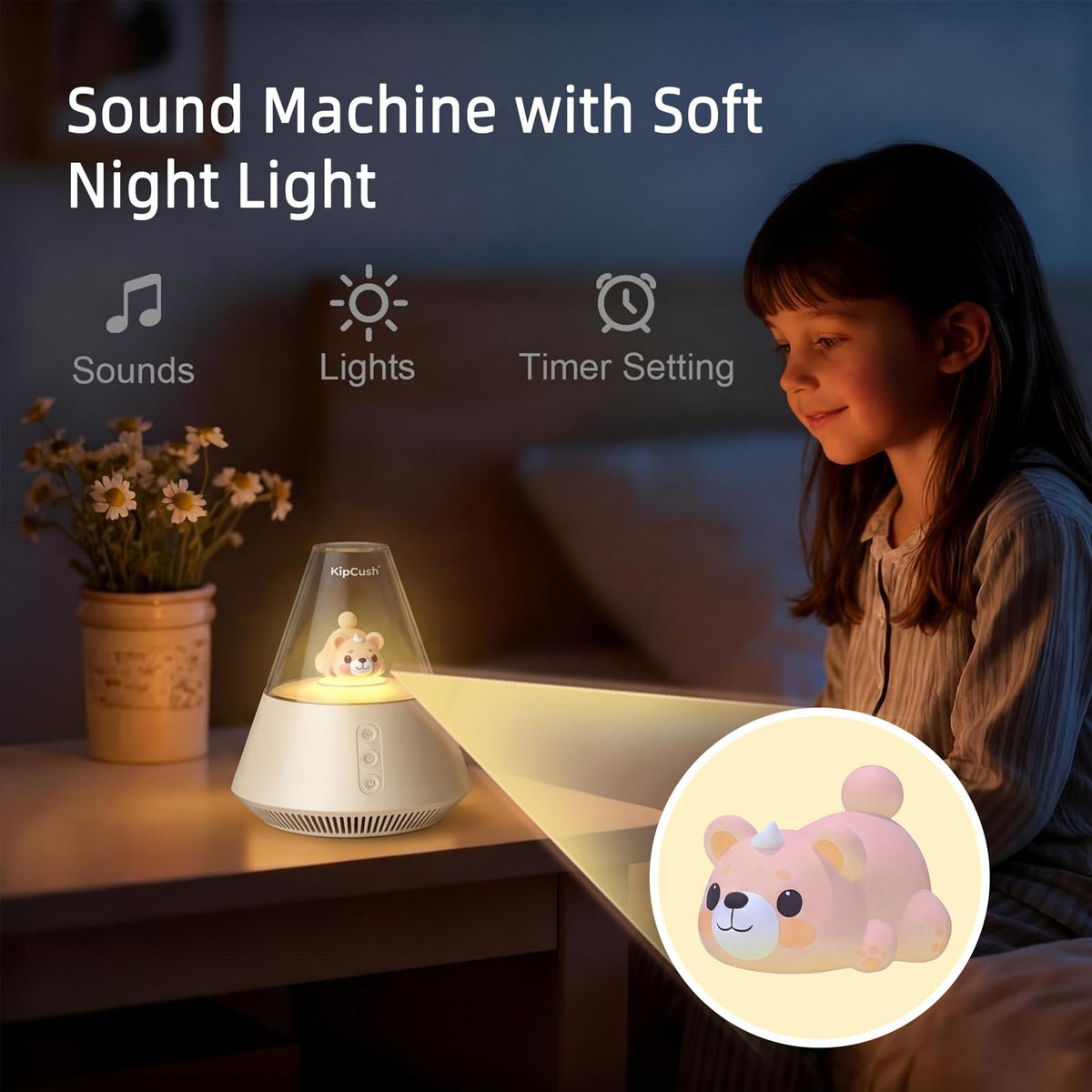 & Kids Sound Machine with Night Light, White Noise Machine for Baby Sleep, 30, 31-Level Volume, 3 Brightness