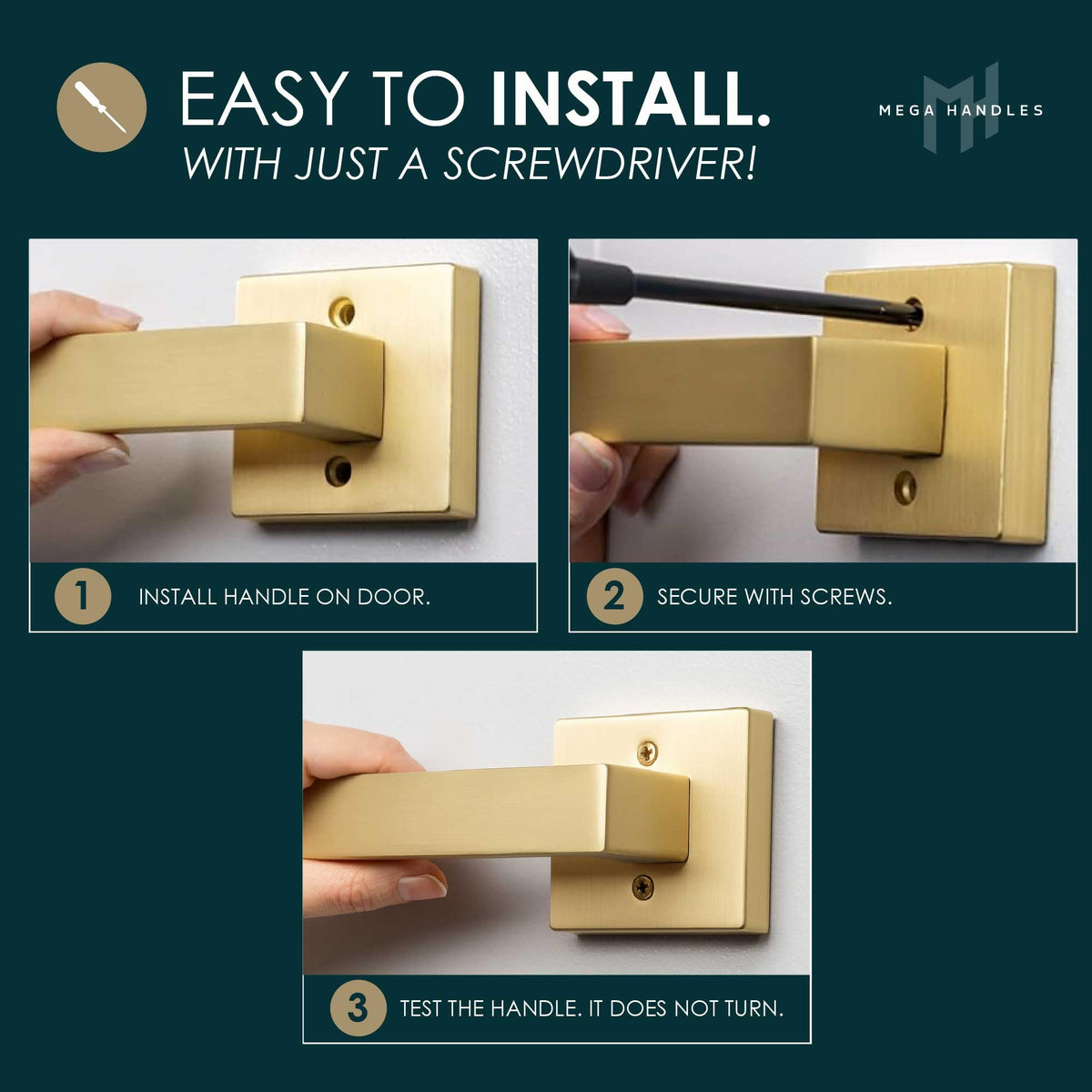 Glamor Dummy Door Lever Gold (6-Pack) - Non-Turning