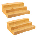 Bamboo Spice Rack Organizer for Cabinet 2 Pack - 3 Tier Countertop Step Shelf, Seasoning Storage Stand Pantry, Spice