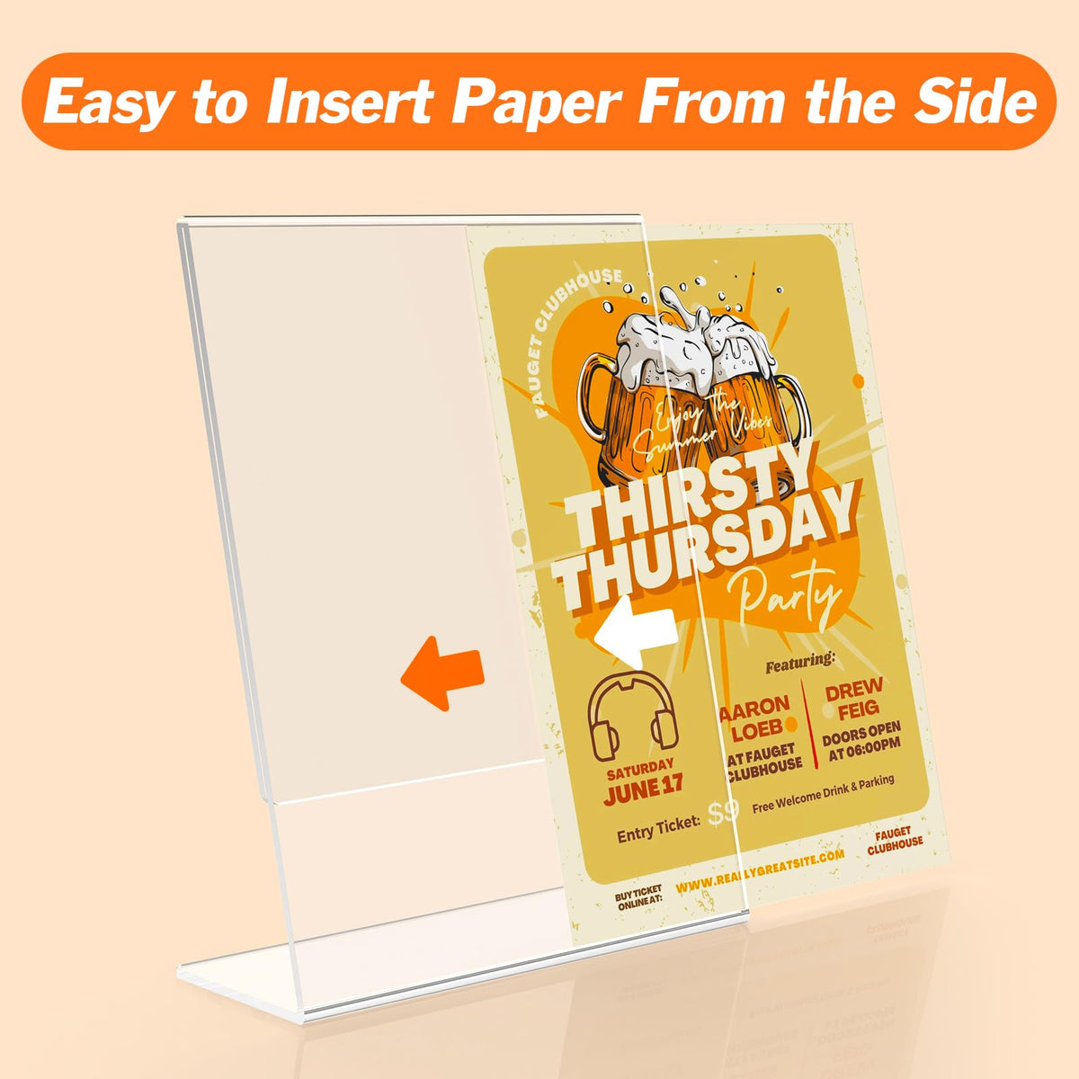 6 Pack Acrylic Sign Holder 8.5x11 Inches, L-Shape Flyer Holder Stand