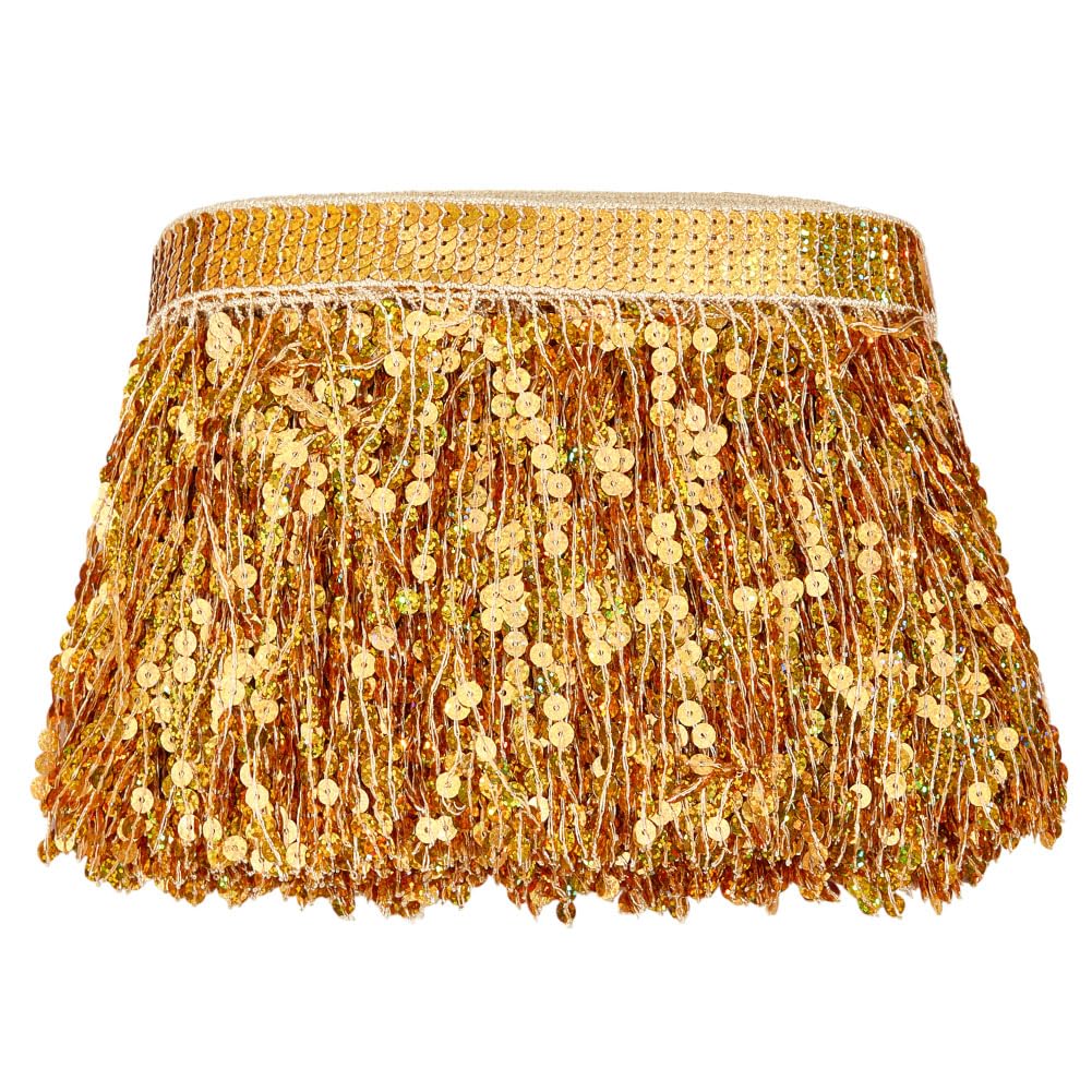Gold Sequins Fringe Trim 6.69 Inch Sparkling Fringe Tassel Trimming Sequin Tassels Sewing Decoration for - 11 Yards