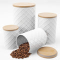 White Metal Canister Set for the Kitchen Counter, Food Canister, Airtight Lids, Sugar and Flour Containers - Set of 4