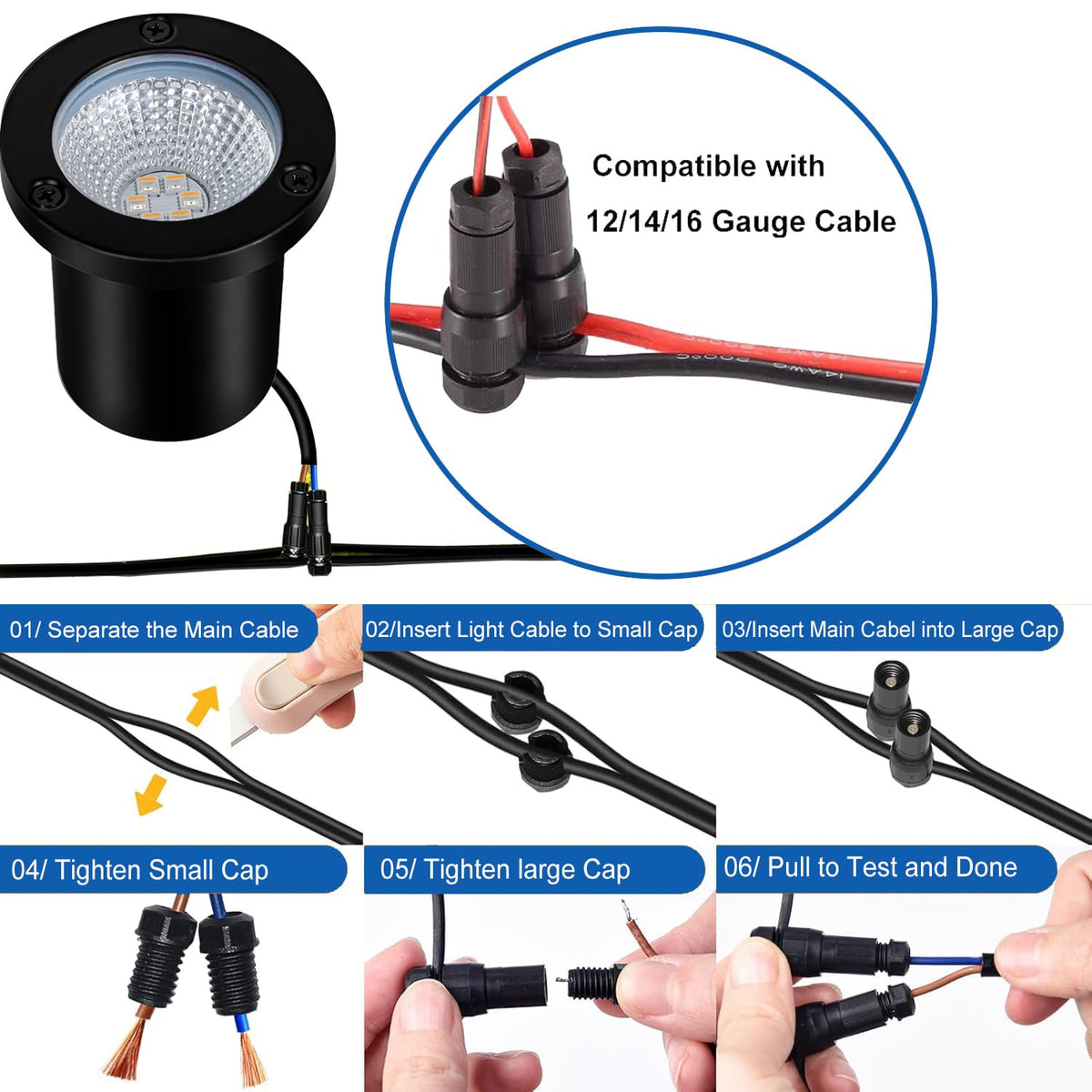 Dimmable Landscape Well Lights, Low Voltage Outdoor In-Ground Lighting IP67 Waterproof with Memory