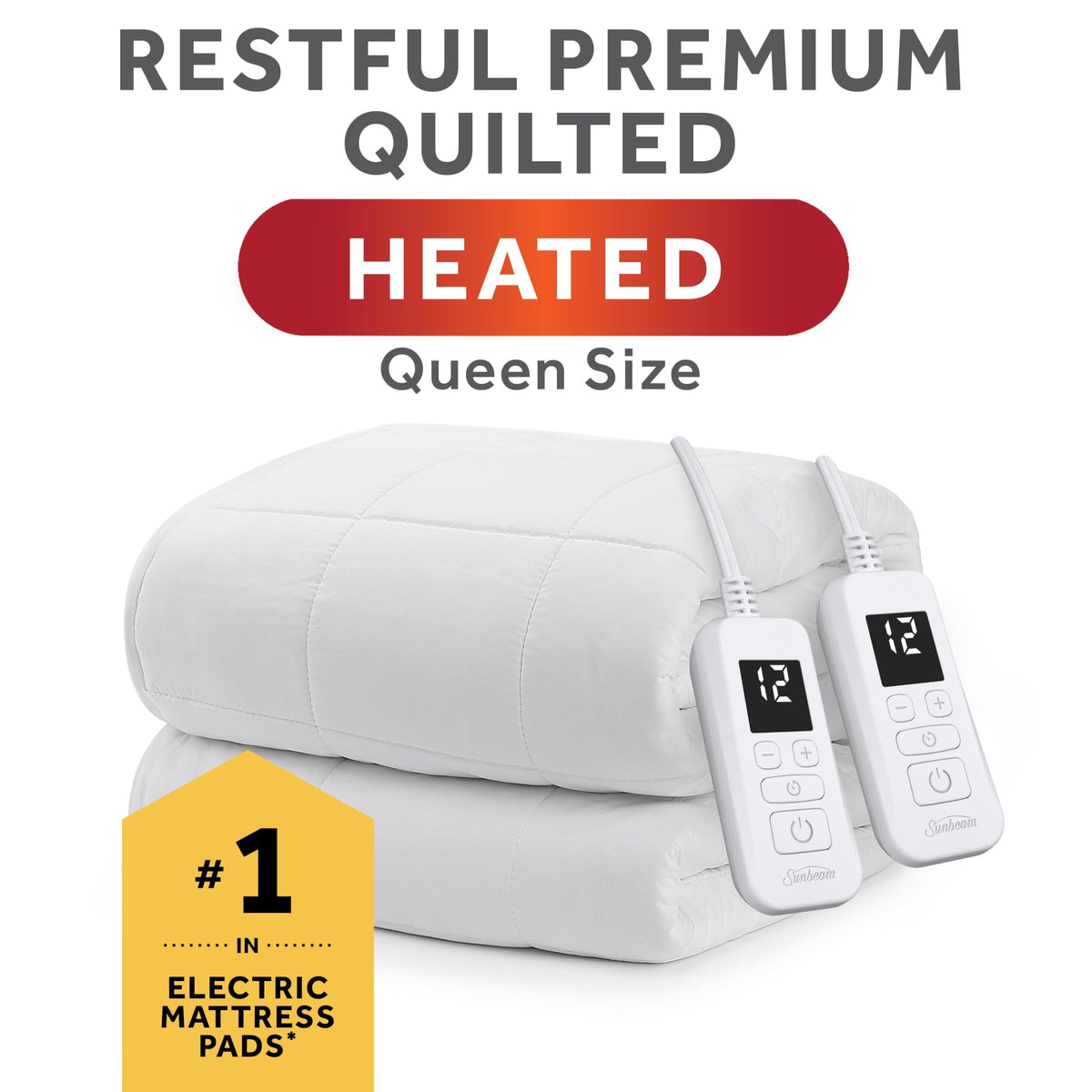 Premium Quilted Heated Mattress Pad, Queen 80 x 60 in