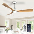 52" Wood Indoor/Outdoor Ceiling Fan with Light & Remote