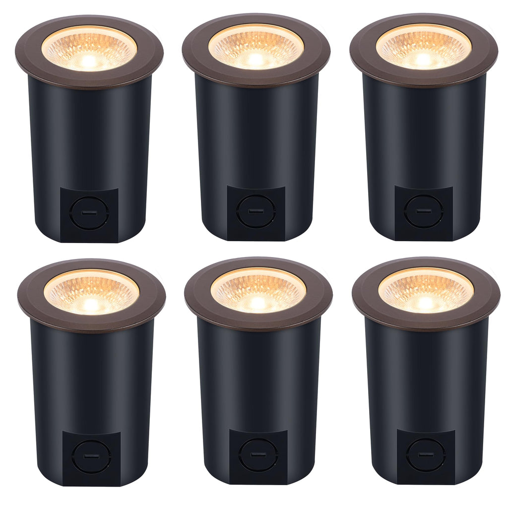 6 Pack] 9W LED Landscape Well Lights,2700K/3000K/3500K/4000K/5000K Selectable,Low Voltage 12V/24V Ground