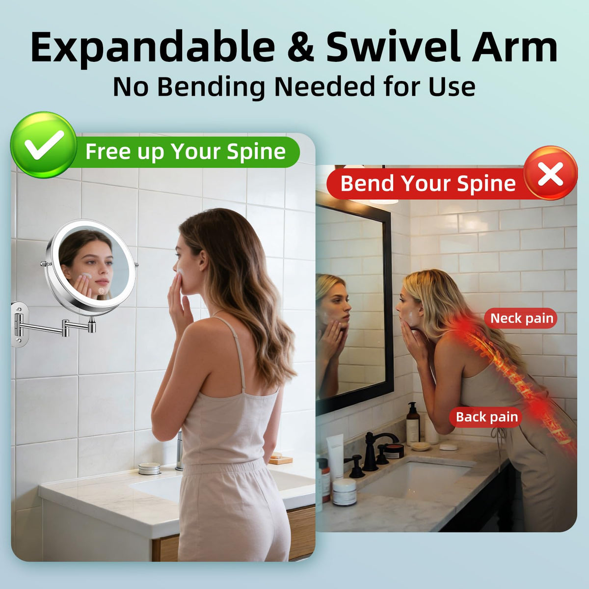 Rechargeable Wall Mounted Lighted Makeup Mirror