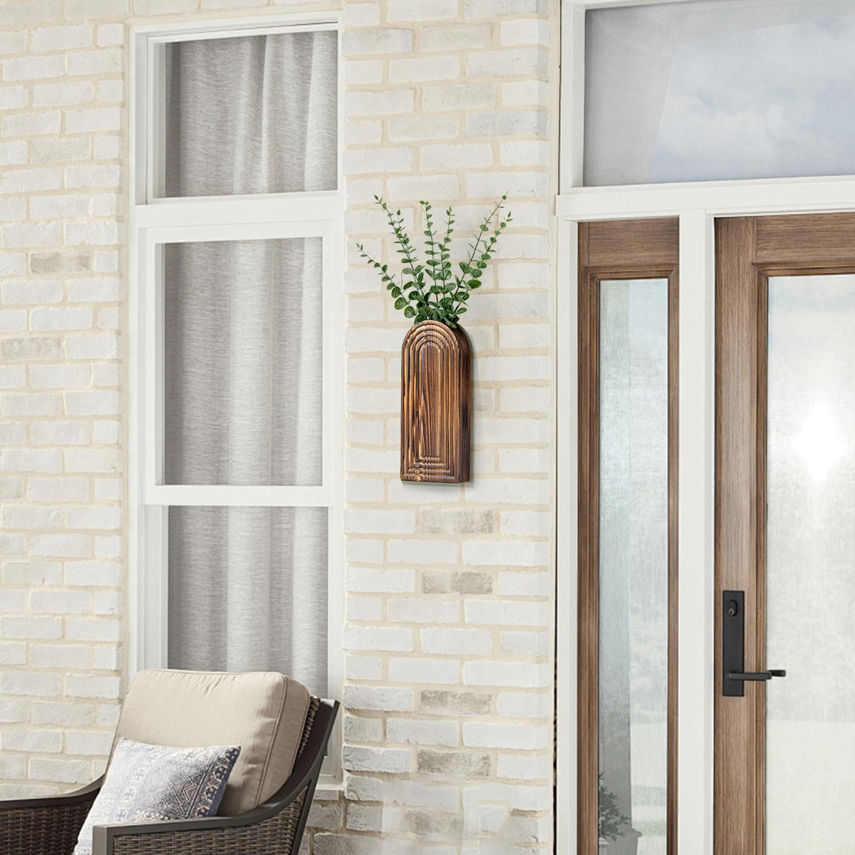 Wooden Wall Planter Vase Set of 2, Boho Hanging Planter for Indoor Plants & Flowers, Natural Wood Wall-Mounted