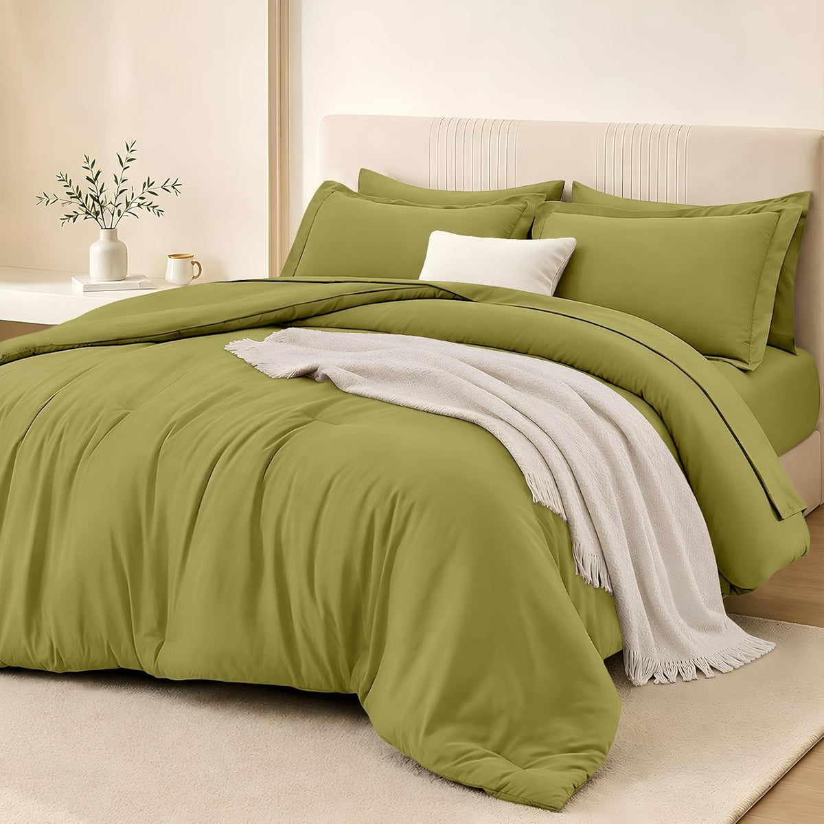 King Comforter Set 7 Pieces, Luxury Bed in a Bag Soft Bedding Sets - Set of 7