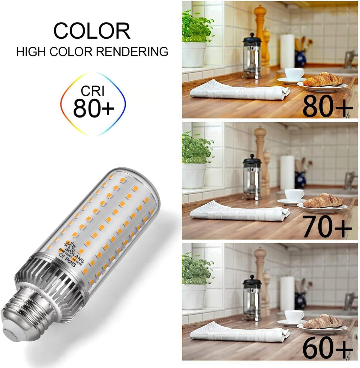 E26 LED Bulb,20W LED Corn Light Bulb 180W Equivalent 3000K Warm White 2000LM Non-dimmable Flicker Free Ceiling Fan