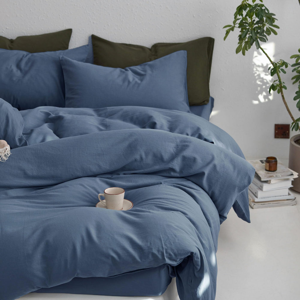 Upgraded Softer Duvet Cover Set 100% Washed Cotton Twill