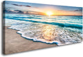 S02250 Canvas Prints Wall Art Beach Sunset Ocean Waves Nature Pictures Stretched Canvas Wooden Framed Bedroom and