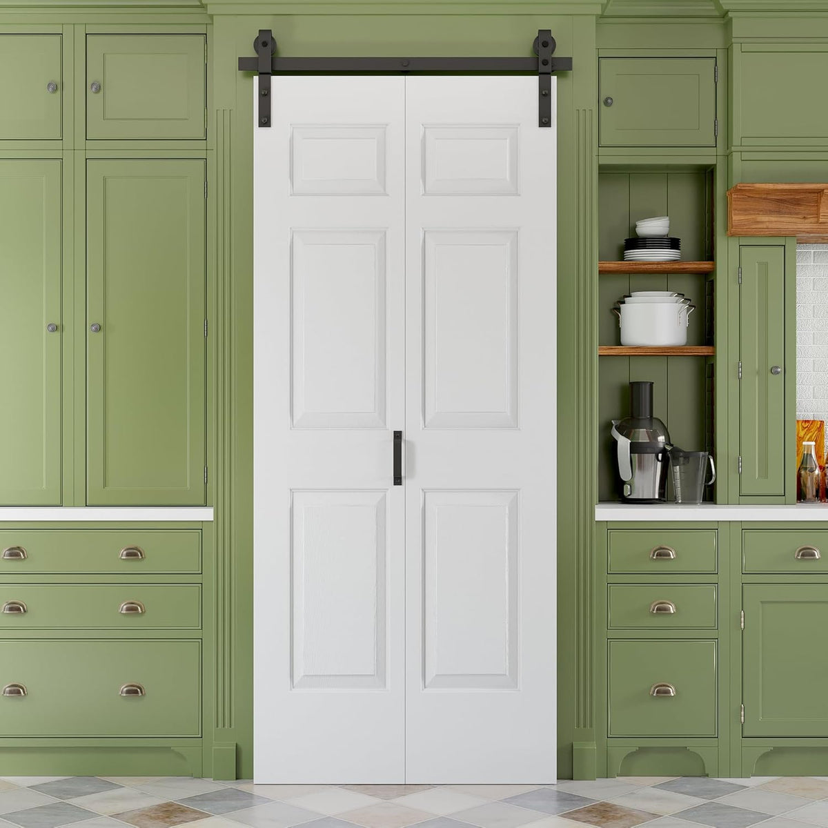 36" x 84" Paintable Bifold Barn Door, No Assembly Required, 6 Panels Bi Fold Barn Door with Hardware Kit Included, 40"