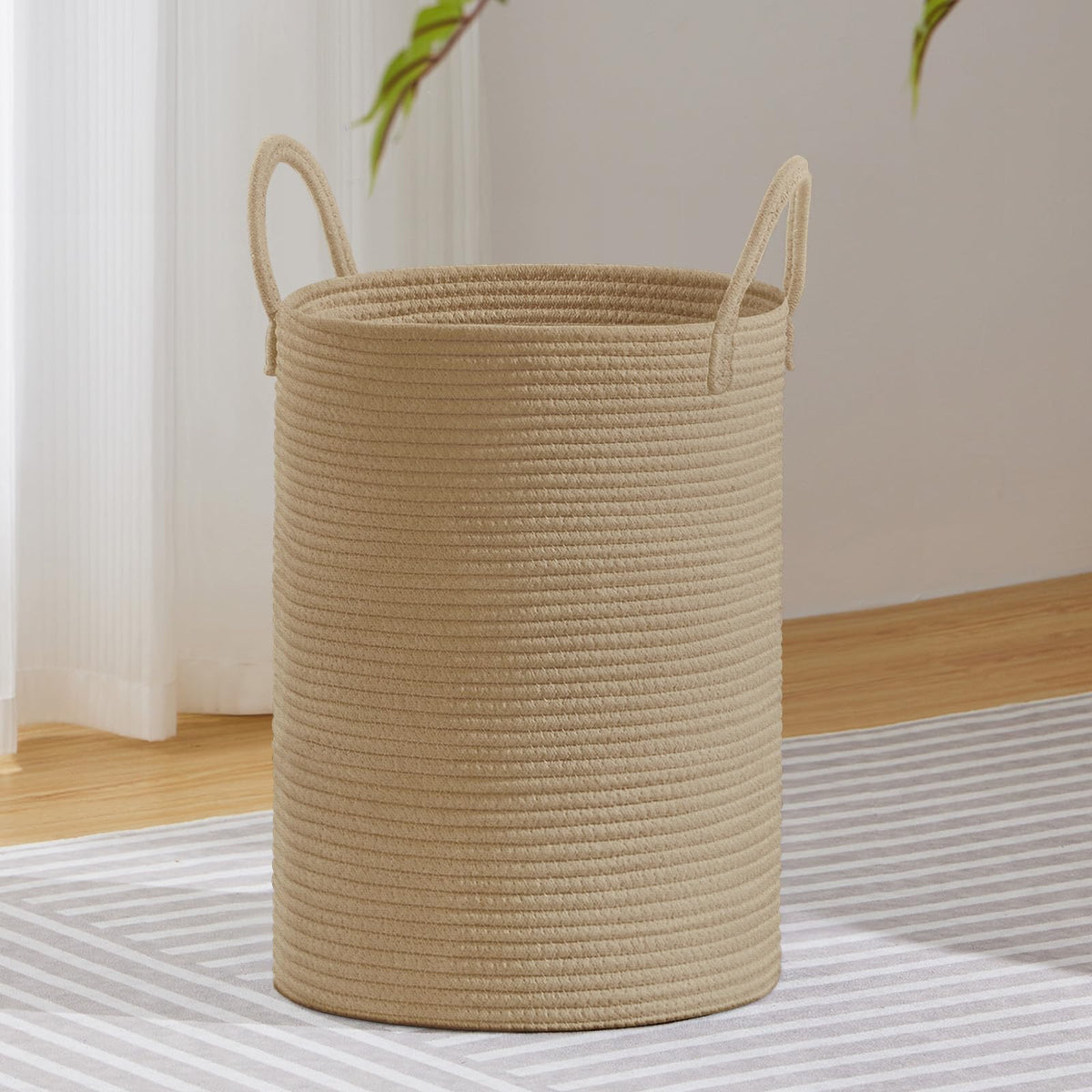 58L Tall Woven Laundry Basket Hamper, Jute