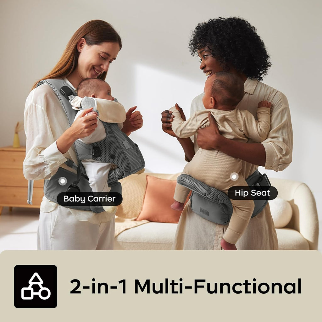 Hexa Effortless Baby Carrier with Hip Seat - Ergonomic Toddler Carrier (13.2-33 lbs), Adjustable Slide Lock & Knob
