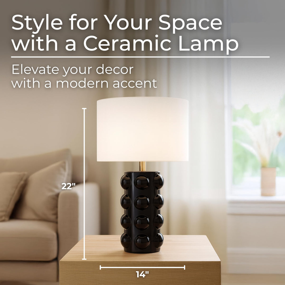 Inspired Nelson Style Ceramic Table Lamp with Bubble Base Decor - Decorative Indoor Lighting, Bedside, and Nightstand Decor - Functional