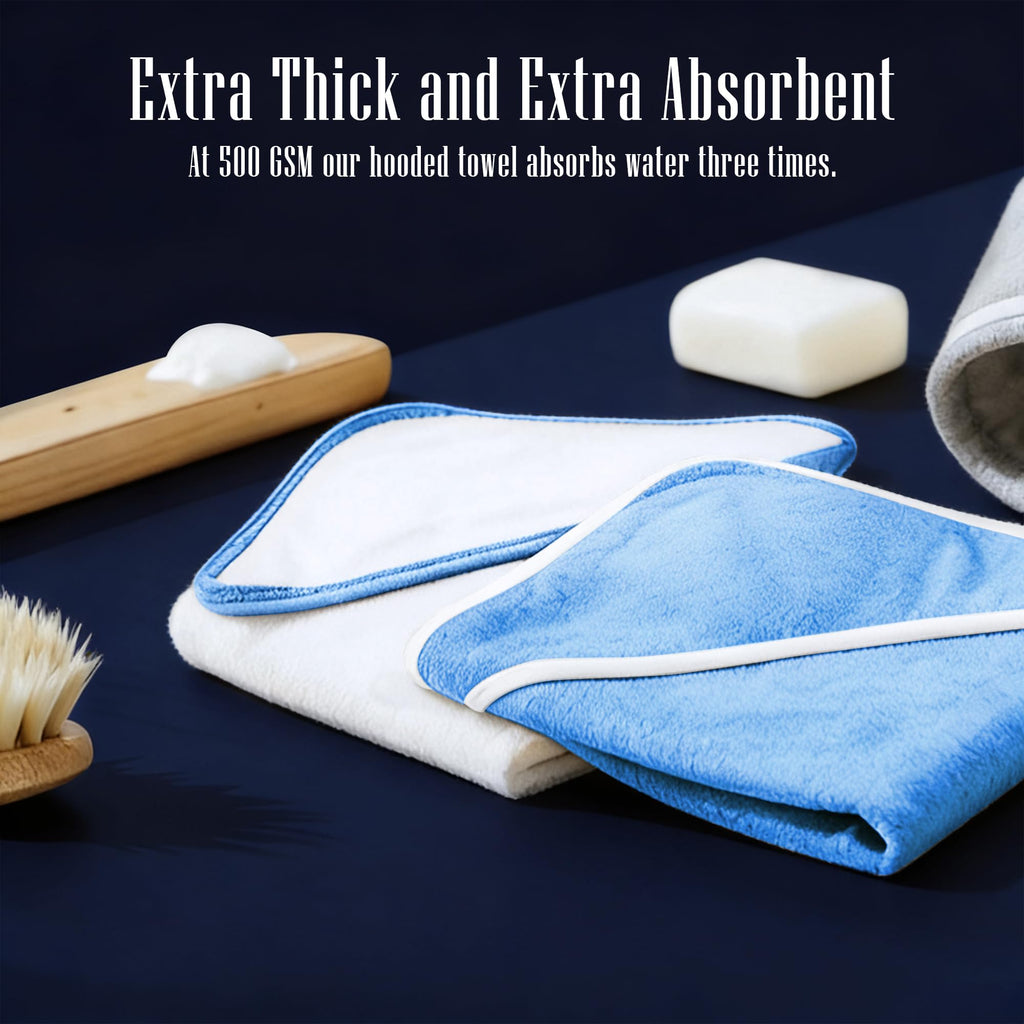 2 Pack Baby Bath Towel - Rayon Made from Bamboo, Ultra Soft Hooded Towels for Kids - X Large Size for 0-7 Yrs