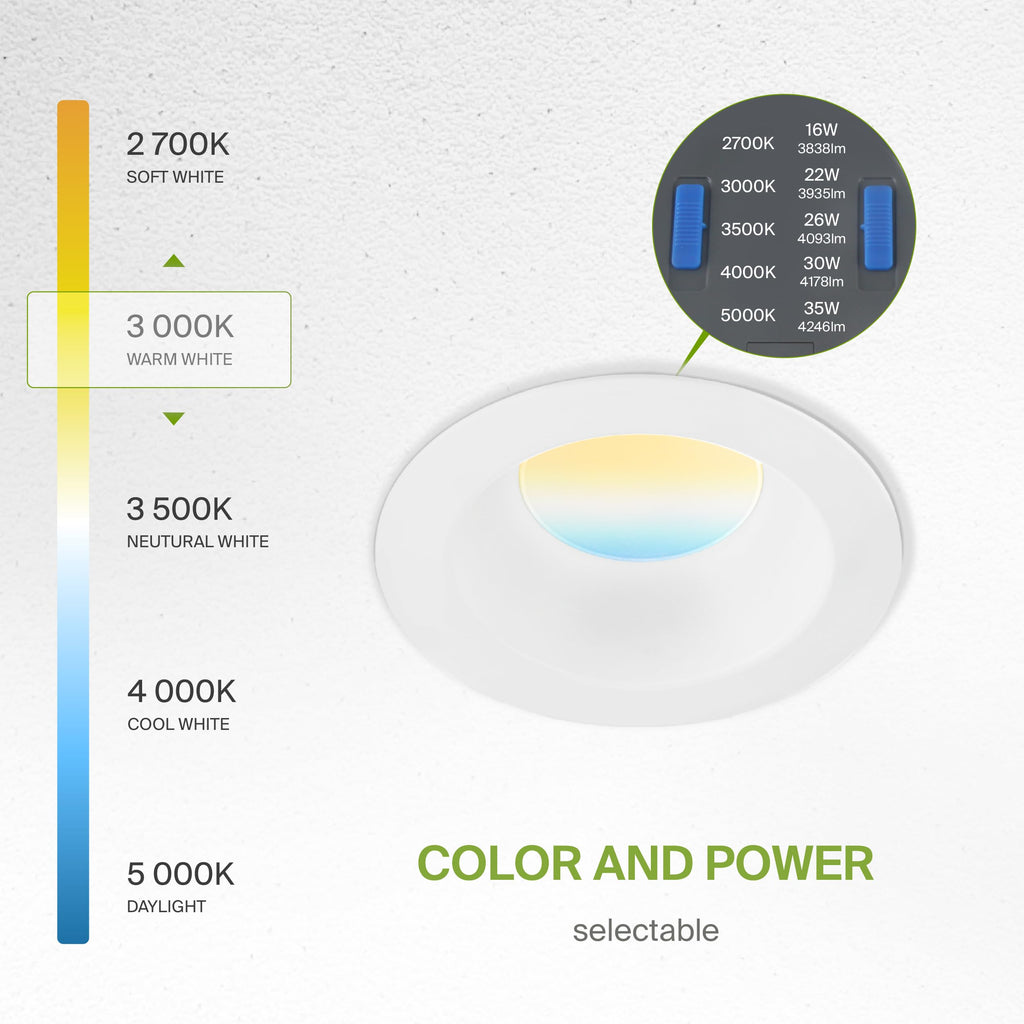 4 Pack 8 Inch 35W High Output Commercial Canless LED Downlight