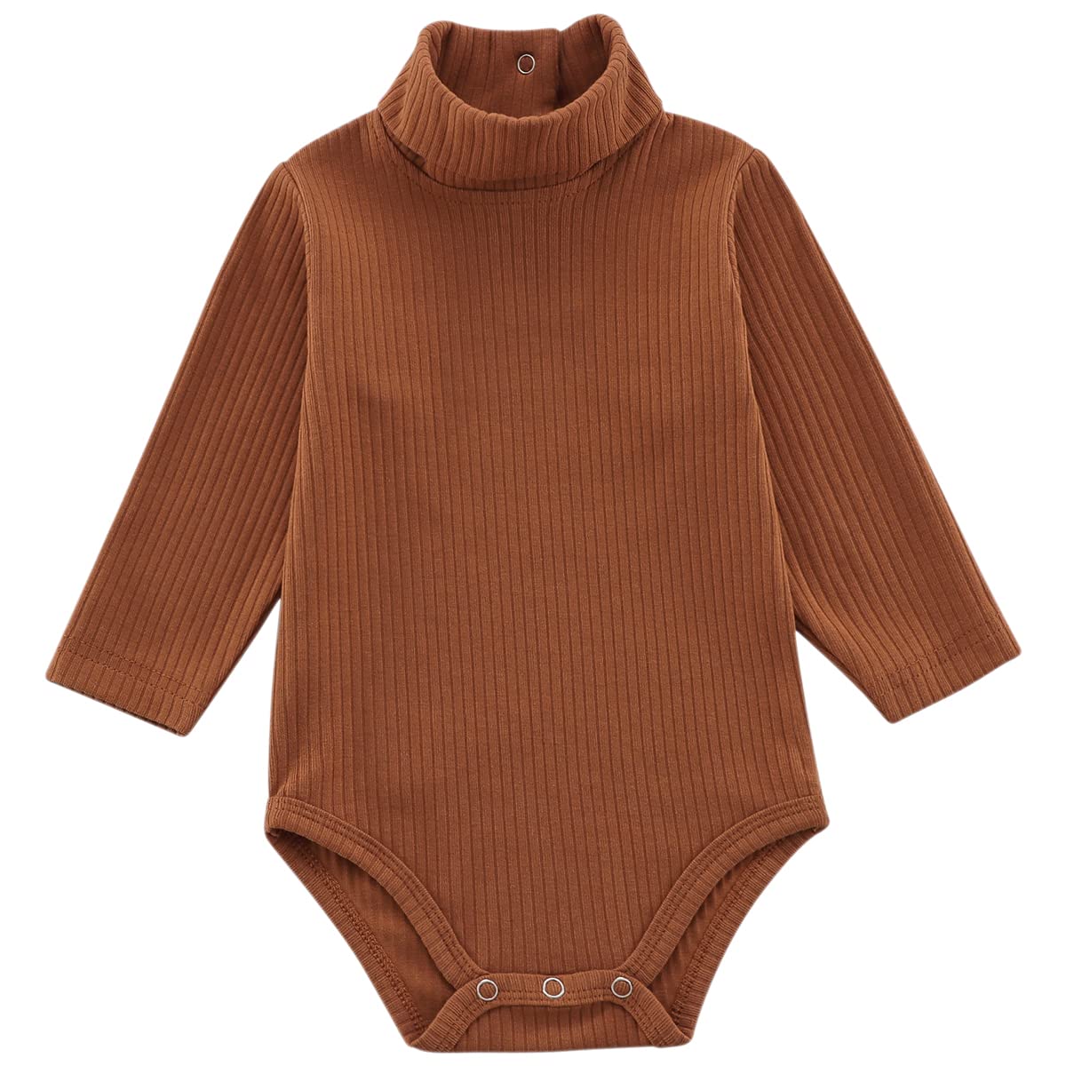 Baby Turtleneck Bodysuit Long Sleeve Solid Ribbed Cotton Outfits for Baby Boys Girls