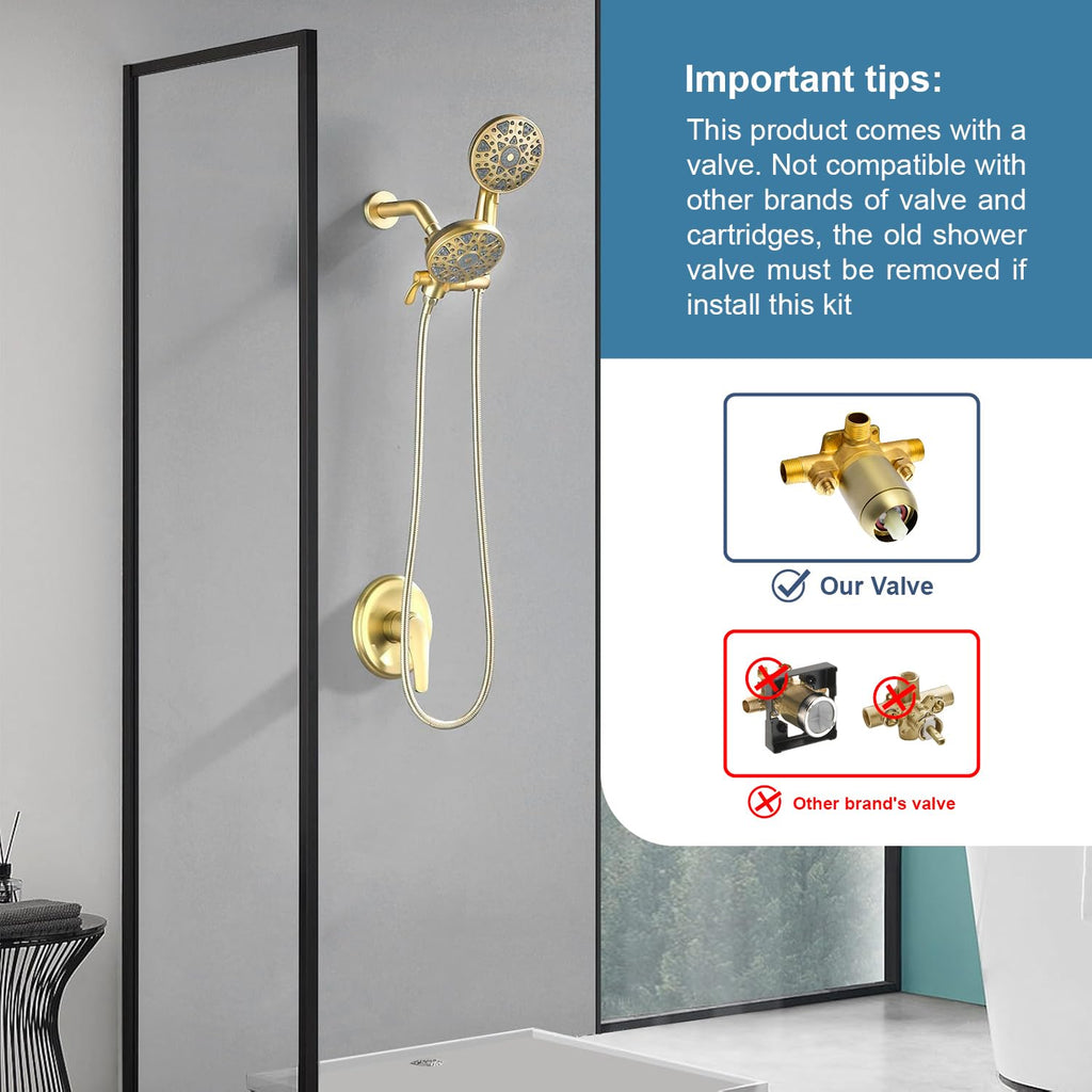 Shower Faucet Set Complete Shower Kit Dual Shower Head and Handheld 2 in 1 Combo Set Shower System Shower Trim Kit