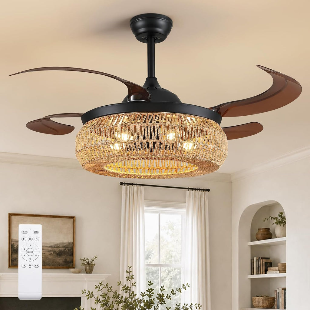 48" Chandelier Retractable Ceiling Fan with Light & Remote