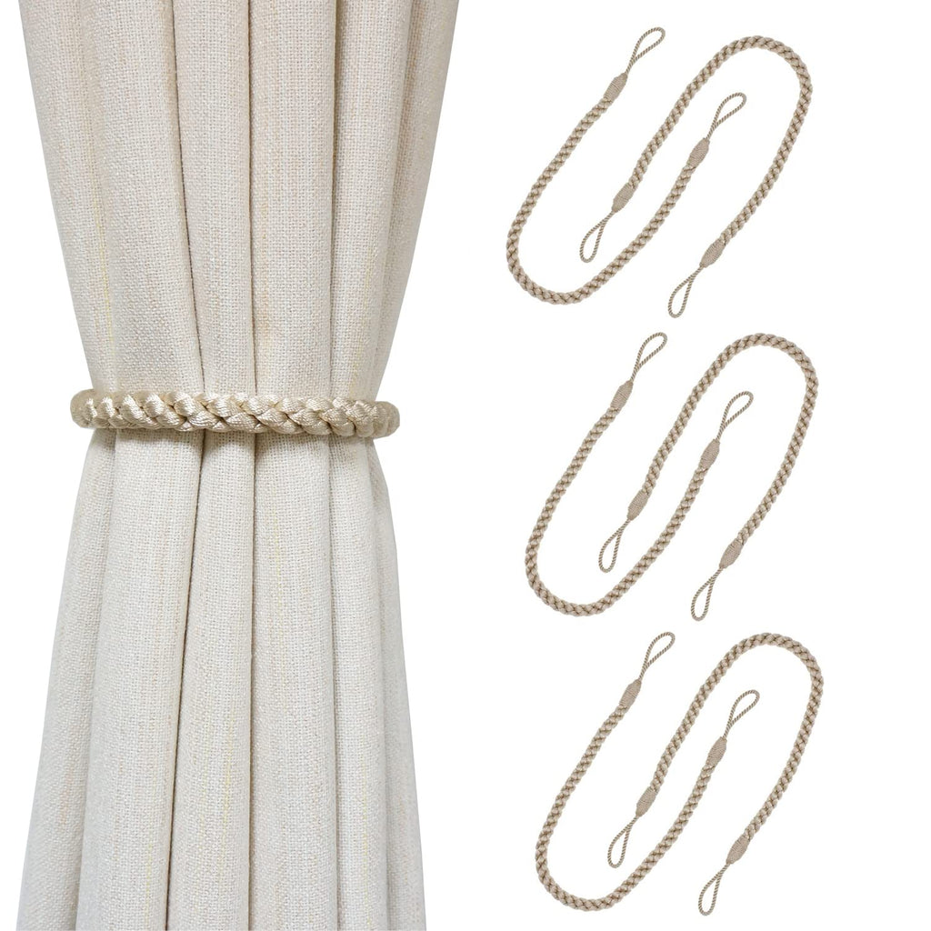 Curtain Tiebacks Ropes, 6pcs Decorative Handmade Tie Backs Curtain Holdbacks Holders Cord for Window Sheer Drapes
