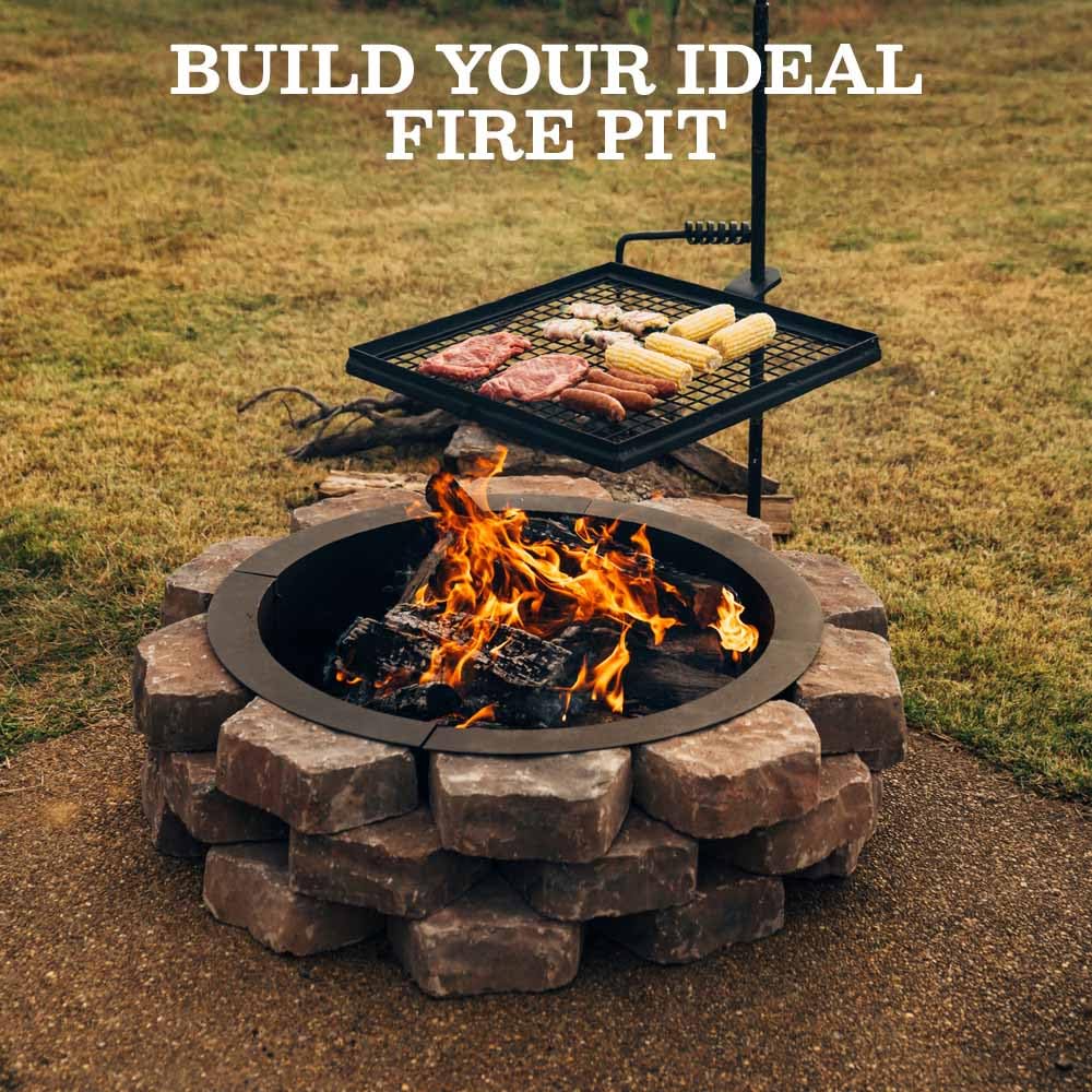 Ash & Ember 33" Outside Dia Steel Fire Pit Liner x 27" Inside - 4 Panel Liner 1.5mm Thick Steel, DIY Above or
