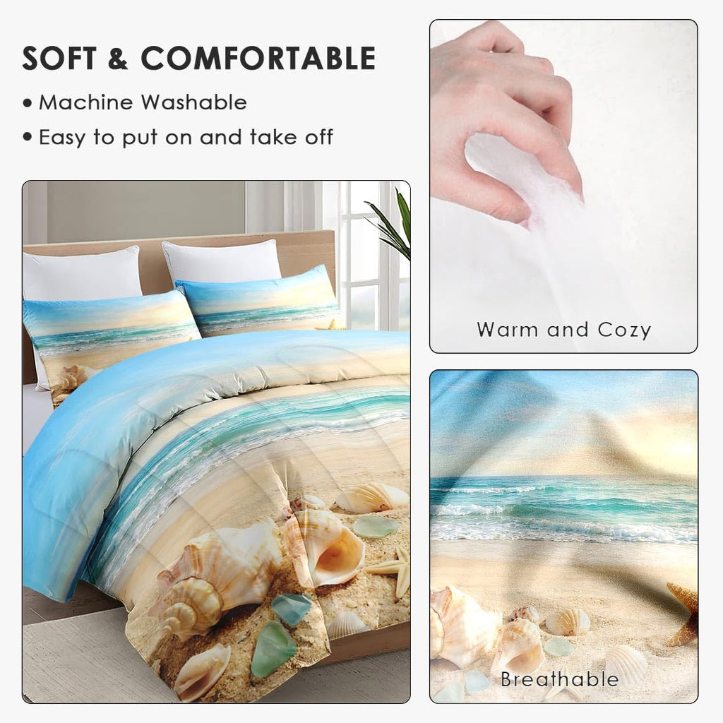 Comforter Set, 2 Pieces Coastal Beach Bedding Set