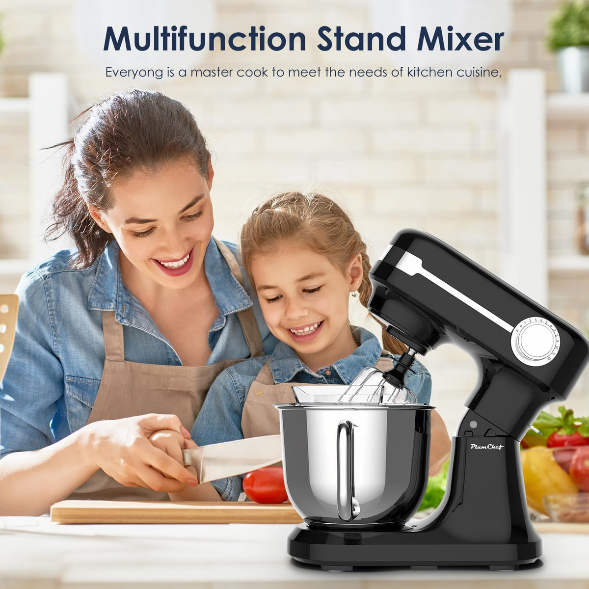 5.5QT Stand Electric Mixer, 12-Speed Kitchen Mixer with Tilt-Head, Stainless Steel Bowl Dough Mixer, Egg Whisk, Dough